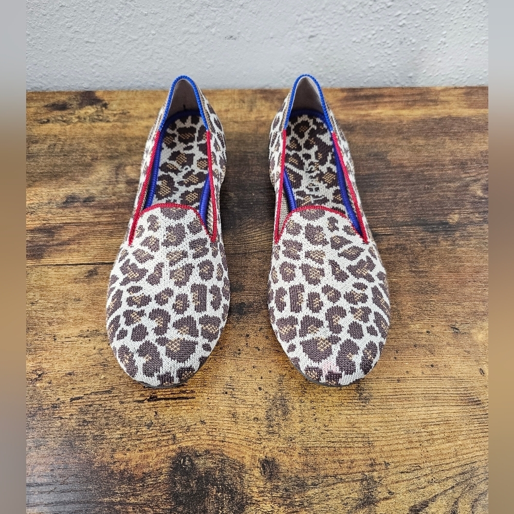 Rothy's Mocha Leopard Print Flats Womens 7 Slip Ons Comfort